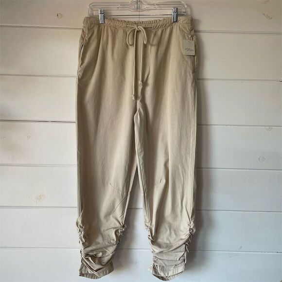 Free People‎ Khaki New Light Parachute Pants Size XS Casual Drawstring - Picture 1 of 13